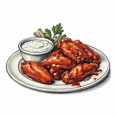 بال مرغ بوفالو (۶ تکه)